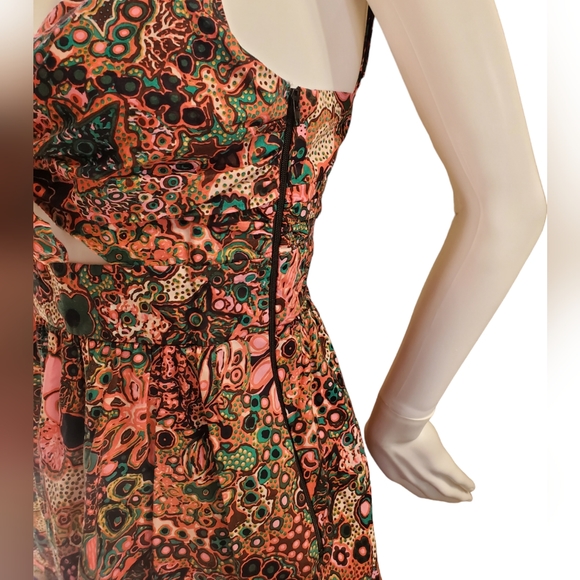 A.L.C. Sample Dress Dani Floral Cotton Mini Dress in Pink Tie Front Cutout - Picture 4 of 12